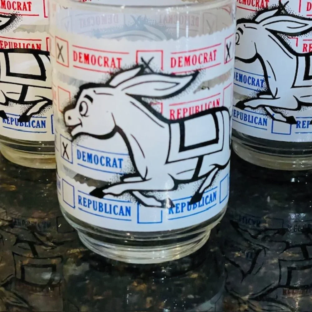 Vintage Libbey Democrat Glasses-Set of 3-Donkey